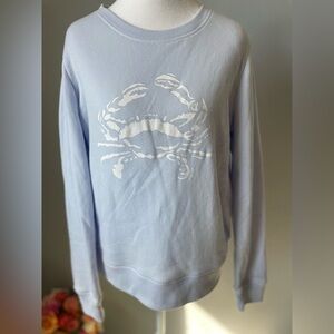 NWT J. Crew Factory Logo Crab Sweatshirt Periwinkle Blue White Graphic Pullover